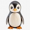 A small, fluffy penguin chick standing on the ice with a clear background.