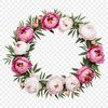 High Res Flower Wreath PNG Image A floral wreath made with various flowers and foliage elements.