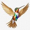 A high-resolution PNG image of a vibrant hummingbird in flight, suitable for commercial or personal use.