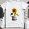 Beautiful Sunflower in Pot PNG A high resolution transparent PNG image of a single sunflower in a flower pot on a clear background.
