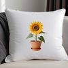 Blooming Beauty in a Simple Pot A high-resolution PNG image of a sunflower in full bloom, sitting in a simple flower pot on a clear background.