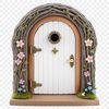A whimsical fairy door with intricate details, suitable for commercial and personal use in various projects.