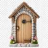 Tiny Fairy Entrance A detailed illustration of a tiny fairy door with intricate details in a transparent PNG format.