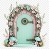 Miniature Door Illustration An illustration of a miniature entrance for fairies, depicted in a high resolution PNG format.