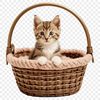 Whimsical Wicker Cat Sanctuary A small cat in a wicker basket, suitable for sublimation and personal use.