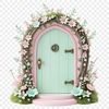 A whimsical fairy door in a clear transparent background with a high-resolution design.