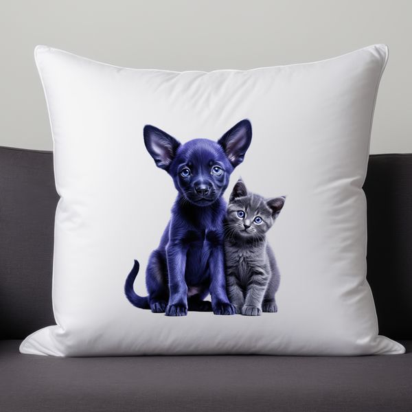 Two adorable animals, a dog puppy and cat kitten, in a transparent PNG format.