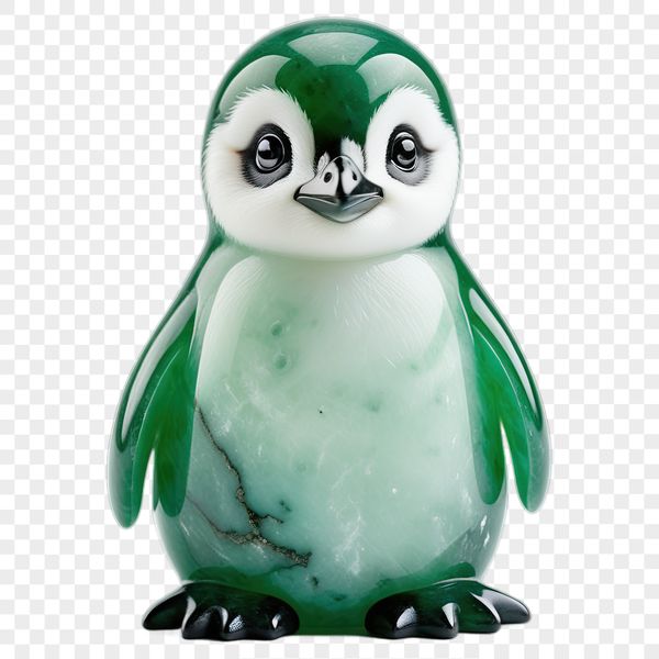 A small, cute penguin standing on the ice, with a clear background suitable for commercial or personal use.
