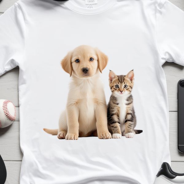 Playful Pup Kitten Friends A high-resolution transparent PNG image of a playful puppy kitten.