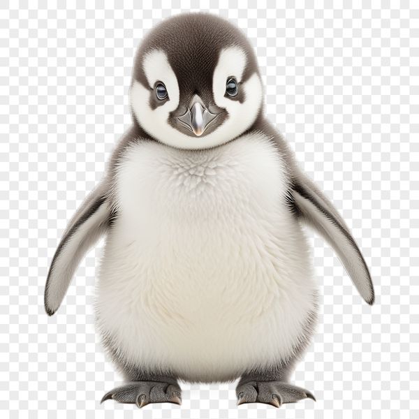 Penguin Perched on Frosty Background A cute, young penguin stands on the ice with a clear background.