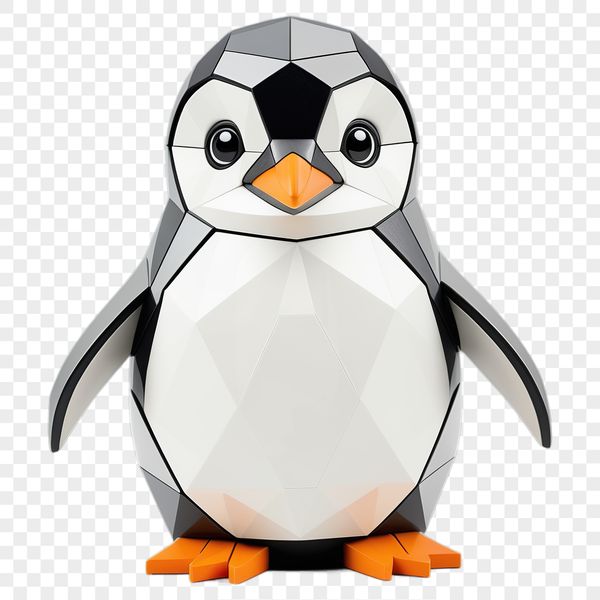 A close-up illustration of a baby penguin with a clear background, suitable for sublimation printing.