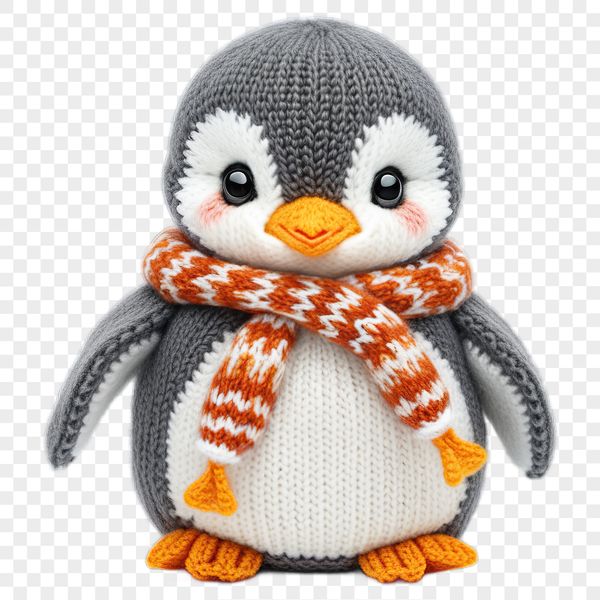 A close-up image of a young penguin with a clear transparent background.
