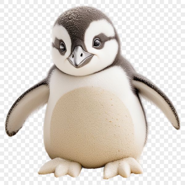 Cute Penguin Waddling on Ice A small, cute penguin waddling on a icy surface with a clear background.