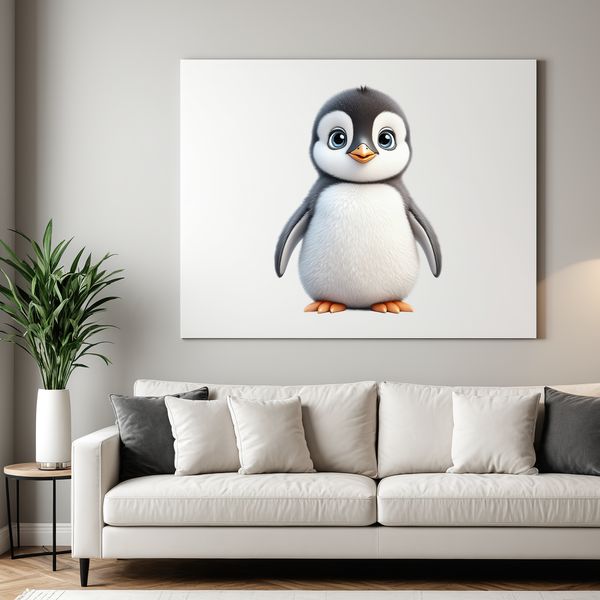 Clear Background Cute Penguin Image A cute baby penguin standing on the ice with a clear background.