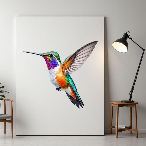 Colorful Bird Graphic Design A large, clear-background PNG graphic featuring a colorful hummingbird illustration.