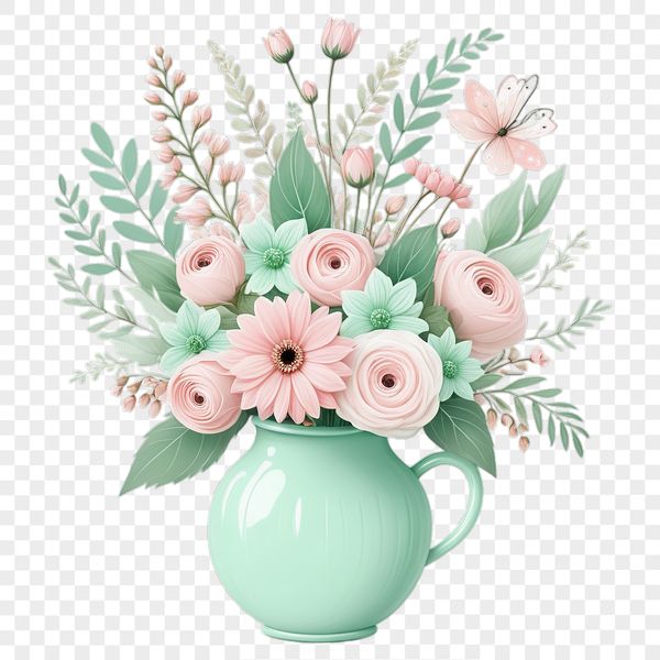 A high-resolution transparent PNG image of a colorful flower arrangement.