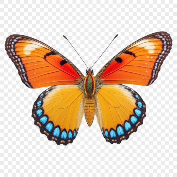 A colorful, high-resolution butterfly illustration with a transparent background.