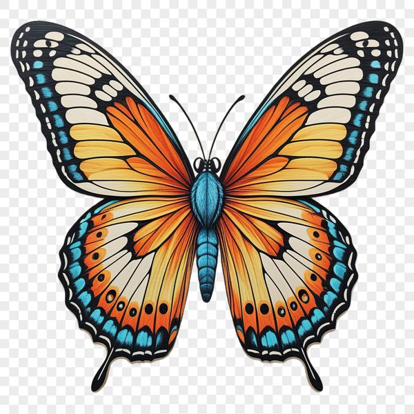 A colorful insect with delicate wings and transparent body, suitable for printing or digital designs.