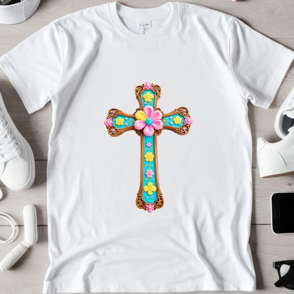 An illustration of a cross symbol commonly used in religious contexts.