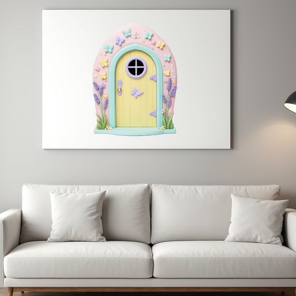 Delicate Fairy Entrance PNG Design A small, transparent fairy door with a clear background, designed for sublimation and print quality.