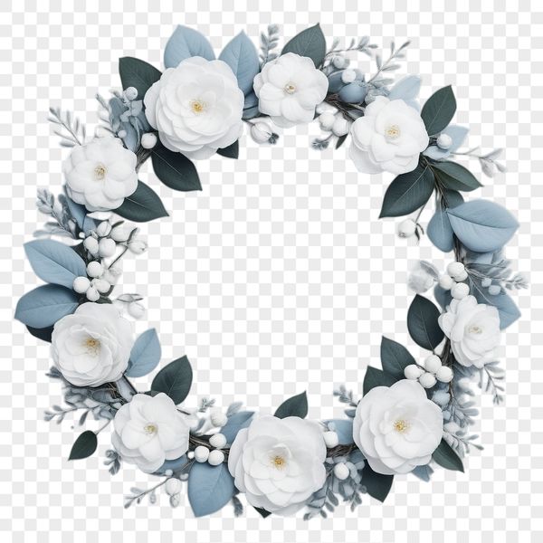 A floral wreath with intricate details and clear background.
