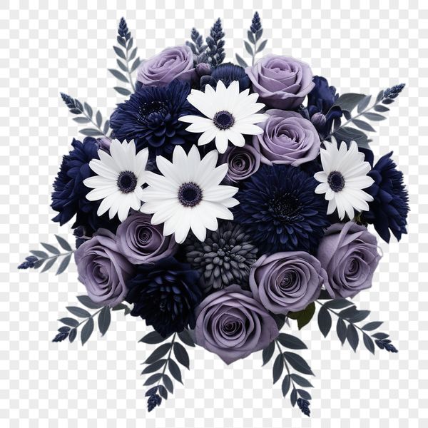 A bouquet of flowers on a transparent background, suitable for high-resolution printing or digital use.