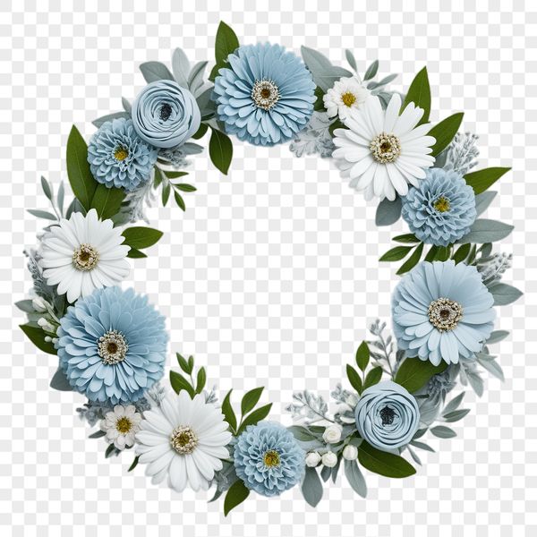 A high-resolution floral wreath made from various flowers, suitable for commercial or personal use.