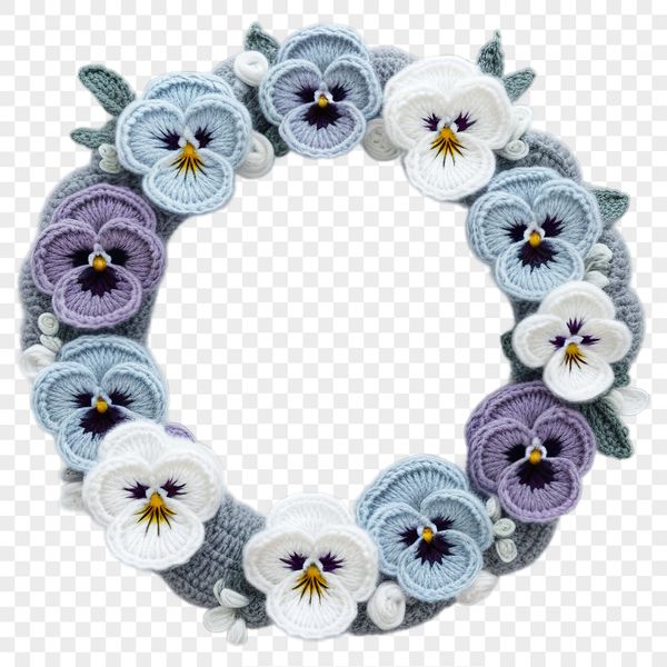 A floral wreath made up of various flowers and greenery, against a transparent background.