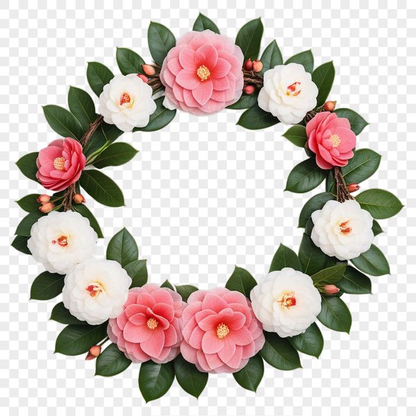 High Res Transparent Flower Wreath PNG A high-resolution floral wreath design in transparent PNG format.
