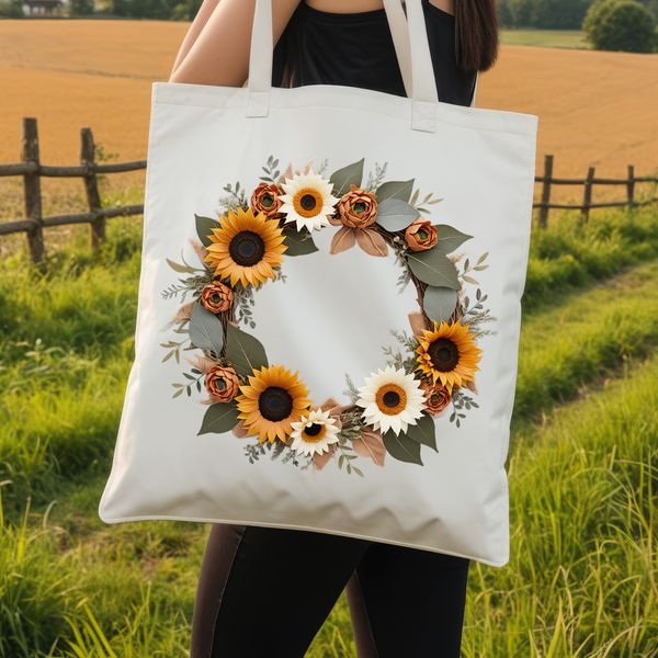 A high-resolution floral wreath made from sunflowers with a transparent background.