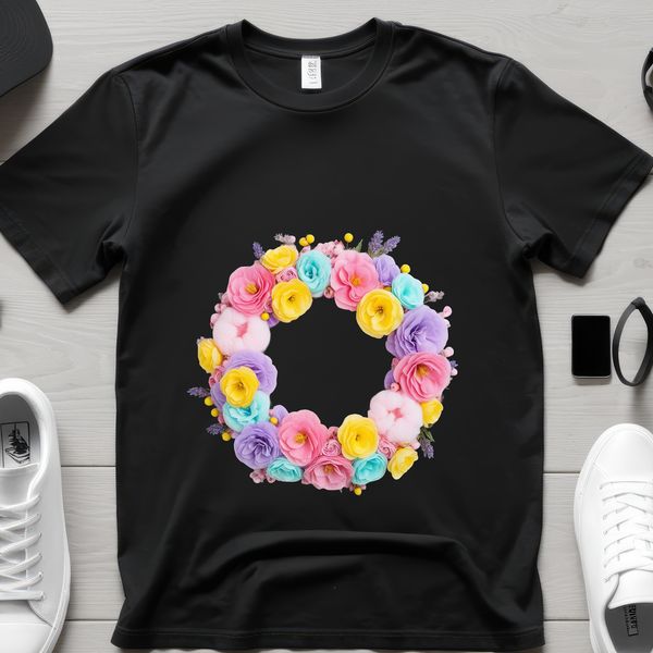 A transparent high-resolution PNG image of a floral wreath with a clear background.