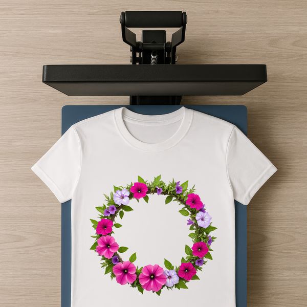 Blooming Floral Wreath A high-resolution floral wreath made from various flowers and foliage elements against a transparent background.