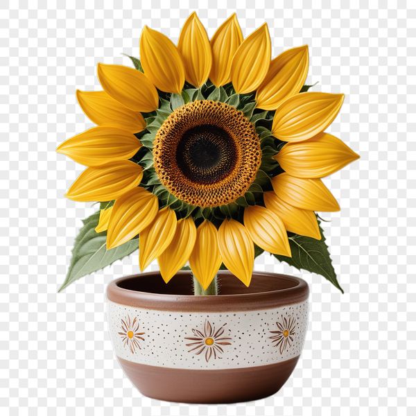 Simple Sunflower Graphic A large, high-resolution sunflower with a clear background and transparent PNG format.