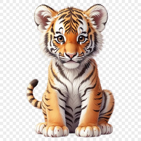 A high-resolution image of a tiger in a transparent background, suitable for commercial and personal use.