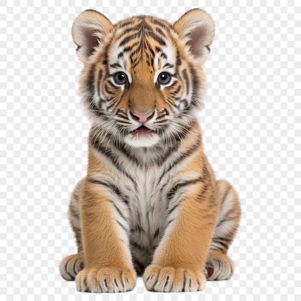 A large, realistic illustration of a tiger in a transparent PNG format, suitable for commercial and personal use.