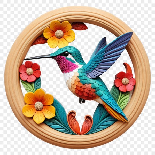 A vibrant illustration of a hummingbird in flight, suitable for high-resolution printing and digital applications.