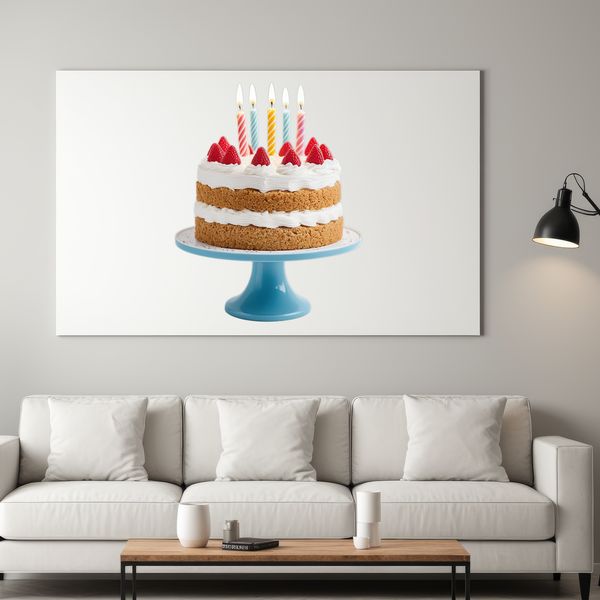 Colorful Cake Design for Commercial Projects A colorful birthday cake with candles on top, suitable for commercial use in various design projects.