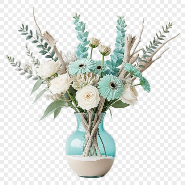 A bouquet of mixed flowers in high resolution with a transparent background.