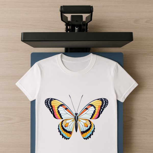 Free Flying Butterfly Design A colorful butterfly in mid-flight, set against a clear background.