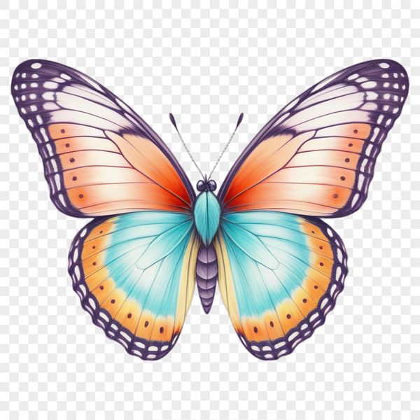 A colorful, high-resolution PNG image of a detailed butterfly with transparent background.