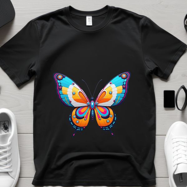 Colorful Wings on a Flower A colorful butterfly with delicate wings perched on a flower.