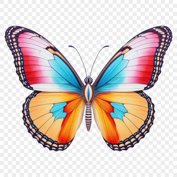 Close-up photograph of a free-standing butterfly on a clear background with realistic texture and patterns.
