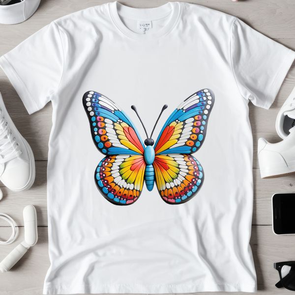 Intricately Detailed Butterfly Illustration A colorful butterfly with intricate details on its wings, set against a transparent background.