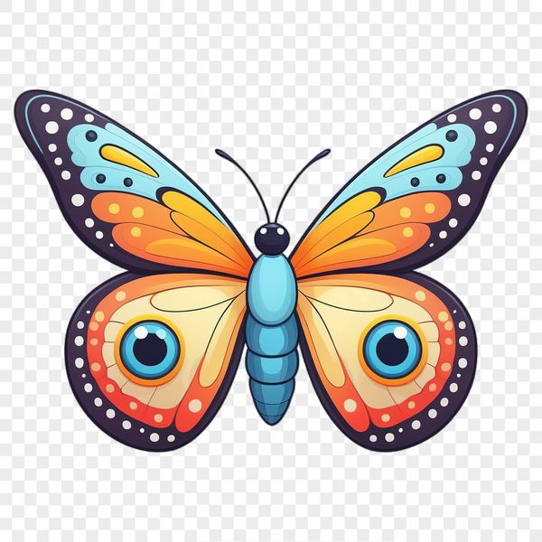 Colorful Insect Portrait A high-resolution illustration of a delicate insect with vibrant wings against a clear background.