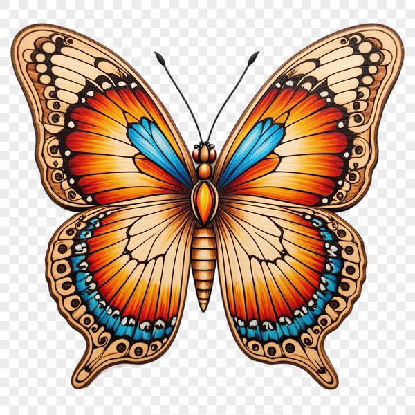 A colorful butterfly with intricate patterns on its wings, suitable for commercial use in various designs.