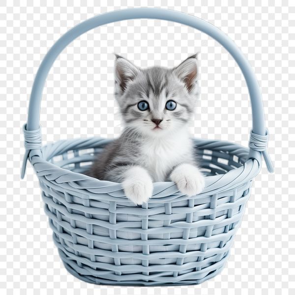 Kitten Basket Clipart A high-resolution kitten basket with a clear background suitable for commercial or personal use.