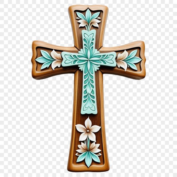 Ornate Cross Design PNG A simple transparent PNG image of a Christian cross with ornate details.