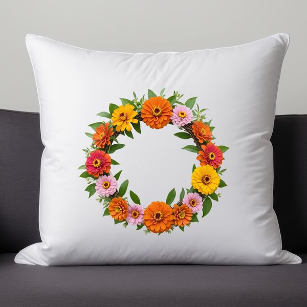 Beautiful Flower Garland Template A floral wreath made with various flowers and foliage, suitable for commercial or personal use as a template or clip art.