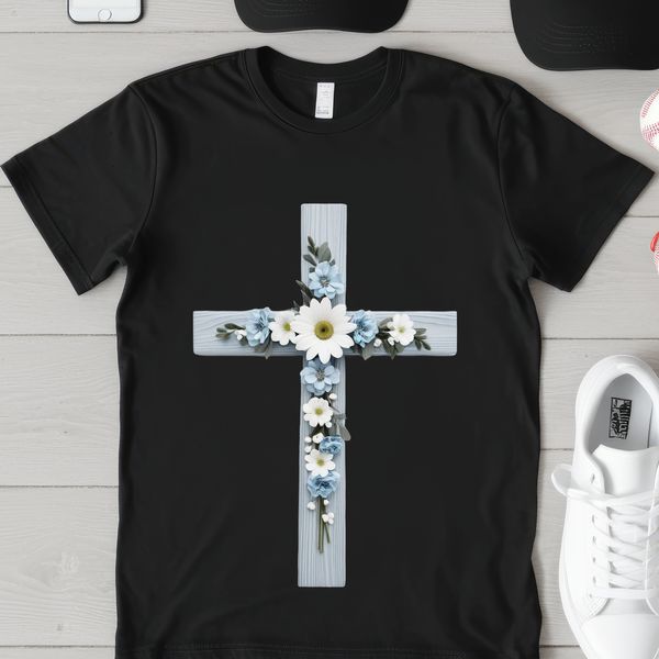 Detailed Cross Design with Floral Accents Transparent PNG image of a detailed cross with intricate designs.