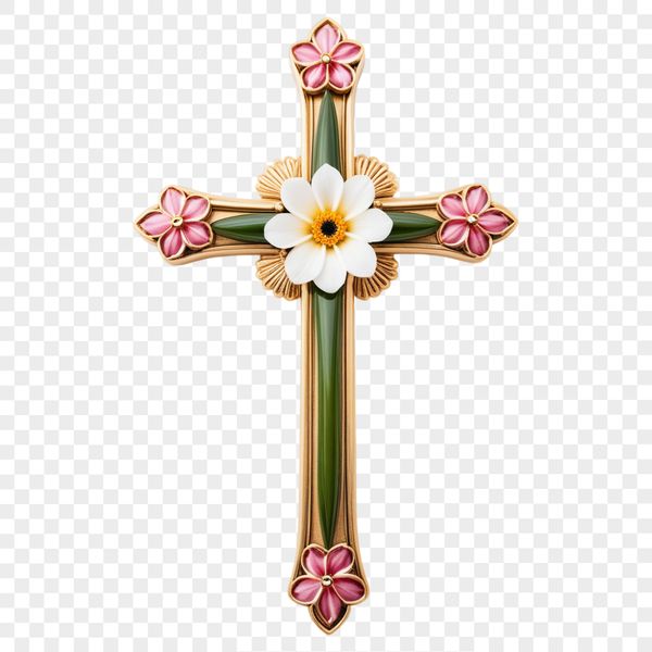 Transparent Religious Icon A transparent PNG image of a simple cross with intricate details.